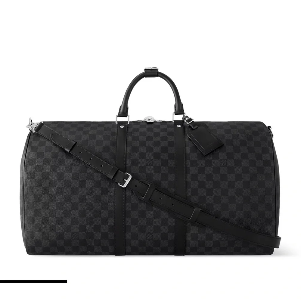 Louis Vuitton Black Damier Graphite Keepall 55  Leather Travel Bag